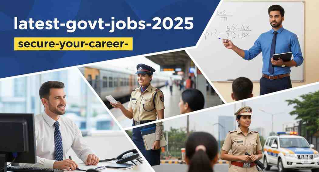 A young Indian job aspirant reviewing the latest govt jobs 2025 updates on a laptop, symbolizing secure government career opportunities.