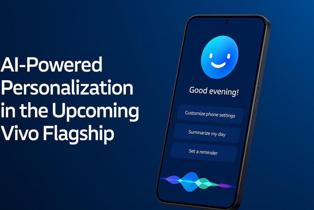 Illustration of Vivo X300 Pro showcasing AI-powered personalization features with smart assistant interface on screen