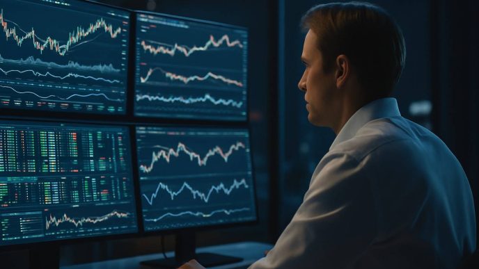 A trader focused on analyzing multiple stock charts using a swing trading screener to identify short-term trade opportunities based on market indicators
