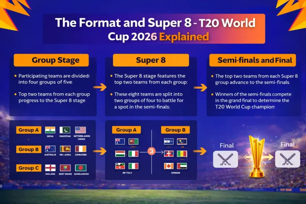 The format and Super 8 structure of T20 World Cup 2026