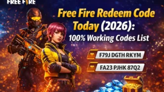 Free Fire Redeem Code Today (2026) showing 100% working codes to claim free diamonds, skins and rewards