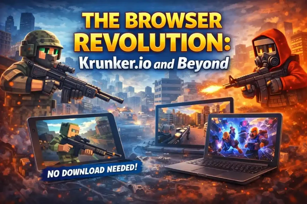 The Browser Revolution: Krunker.io and Beyond – fast paced Krunker.io browser game action scene.