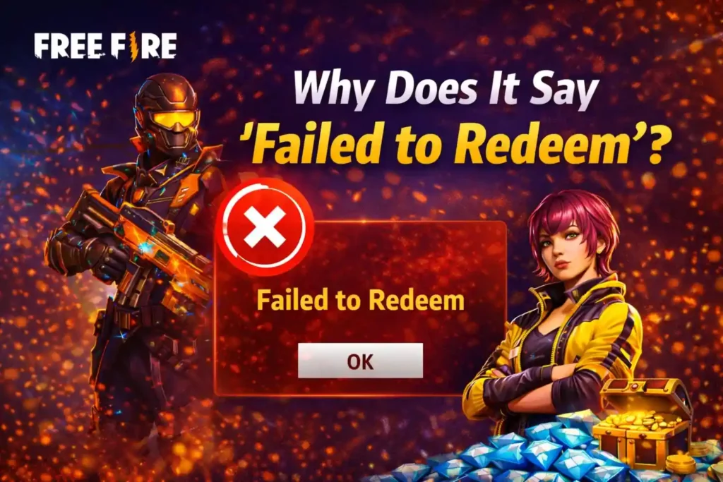 Free Fire Redeem Code Today (2026) showing why it says failed to redeem error while claiming rewards

ALT 2 (Short & Clean):