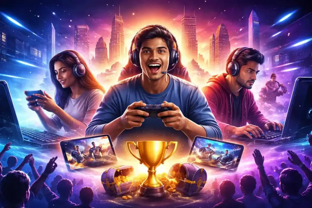 Online Gaming Industry India gamers playing esports and mobile games.