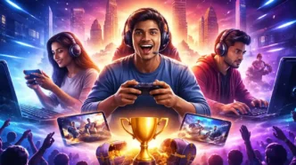 Online Gaming Industry India gamers playing esports and mobile games.