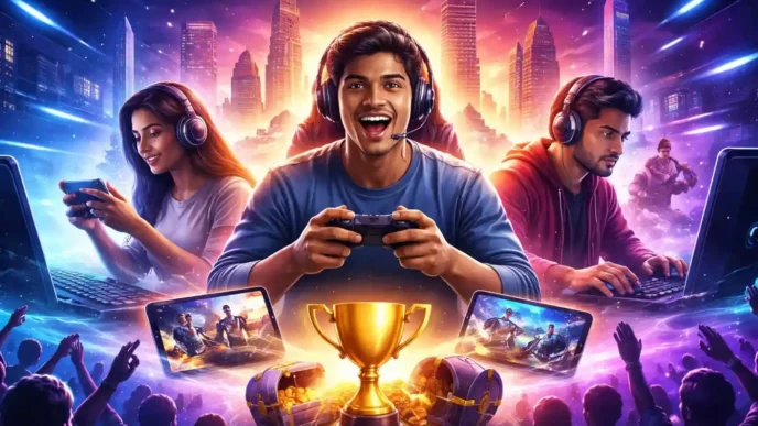 Online Gaming Industry India gamers playing esports and mobile games.