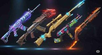 Featured image showing top legendary gun skins in Free Fire with custom effects and power boosts